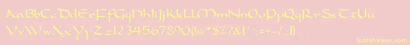 FeatherquillMedium Font – Yellow Fonts on Pink Background