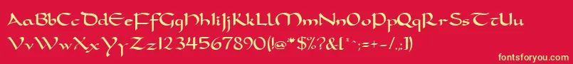 FeatherquillMedium Font – Yellow Fonts on Red Background