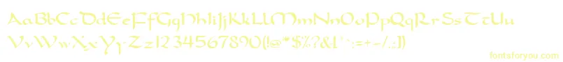 Fonte FeatherquillMedium – fontes amarelas em um fundo branco