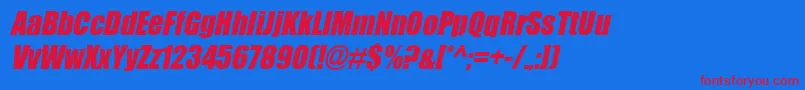 BillboardItalic Font – Red Fonts on Blue Background