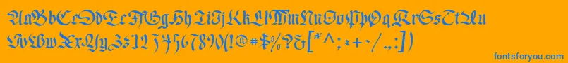 RegentUnz-Schriftart – Blaue Schriften auf orangefarbenem Hintergrund