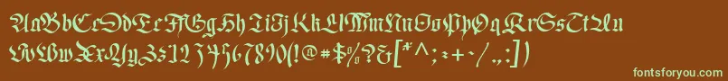 フォントRegentUnz – 緑色の文字が茶色の背景にあります。