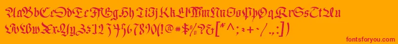 Fonte RegentUnz – fontes vermelhas em um fundo laranja