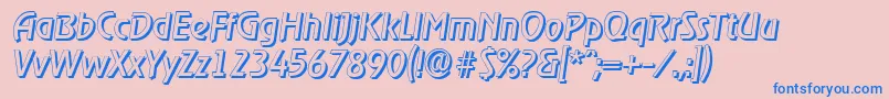 Fonte OnstageshadowItalic – fontes azuis em um fundo rosa