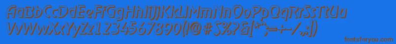 OnstageshadowItalic-Schriftart – Braune Schriften auf blauem Hintergrund
