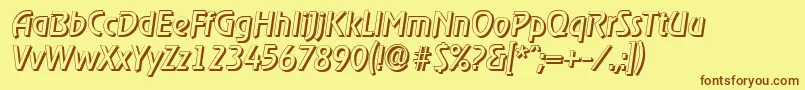 More about OnstageshadowItalic Font OnstageshadowItalic Font – Brown Fonts on Yellow Background