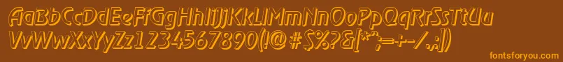 OnstageshadowItalic-Schriftart – Orangefarbene Schriften auf braunem Hintergrund