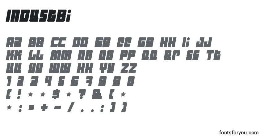 Schriftart Industbi – Alphabet, Zahlen, spezielle Symbole