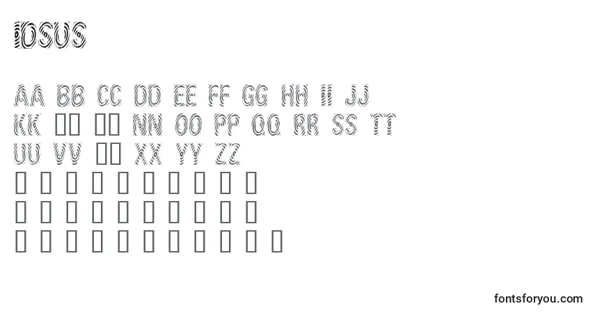 A fonte Idsus – alfabeto, números, caracteres especiais