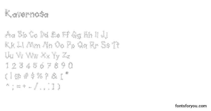 A fonte Kavernosa – alfabeto, números, caracteres especiais