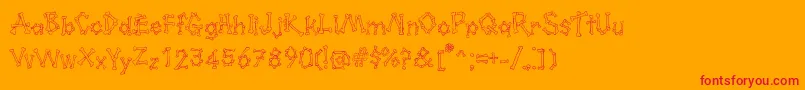 Kavernosa-Schriftart – Rote Schriften auf orangefarbenem Hintergrund