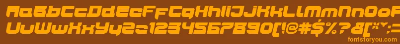 JoyriderUltraitalic-fontti – oranssit fontit ruskealla taustalla