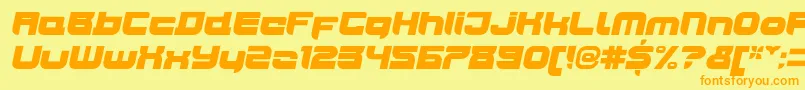 Fonte JoyriderUltraitalic – fontes laranjas em um fundo amarelo