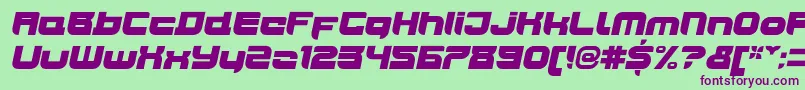 JoyriderUltraitalic-fontti – violetit fontit vihreällä taustalla