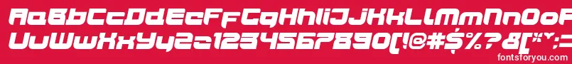 JoyriderUltraitalic-Schriftart – Weiße Schriften auf rotem Hintergrund