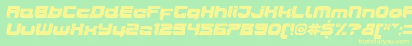 JoyriderUltraitalic-fontti – keltaiset fontit vihreällä taustalla
