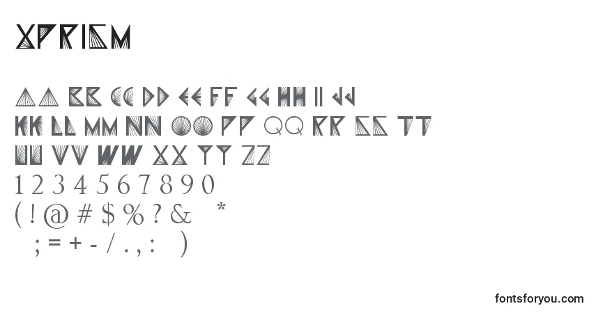 Schriftart XPrism – Alphabet, Zahlen, spezielle Symbole