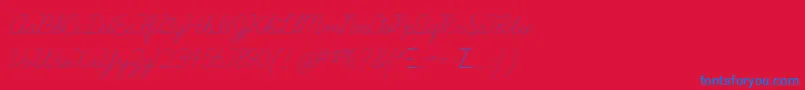 LearningcurvedashedOt Font – Blue Fonts on Red Background