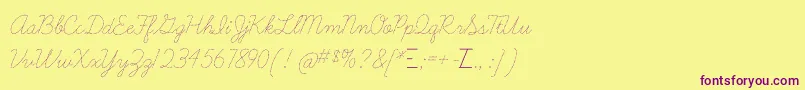 LearningcurvedashedOt-fontti – violetit fontit keltaisella taustalla