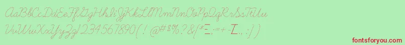 フォントLearningcurvedashedOt – 赤い文字の緑の背景