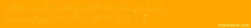 LearningcurvedashedOt-Schriftart – Gelbe Schriften auf orangefarbenem Hintergrund