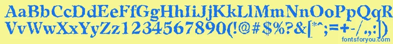 LeamingtonrandomBold Font – Blue Fonts on Yellow Background