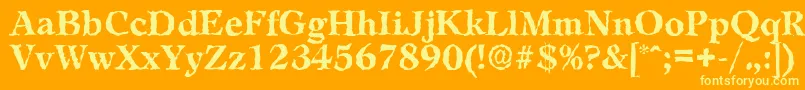 LeamingtonrandomBold-fontti – keltaiset fontit oranssilla taustalla