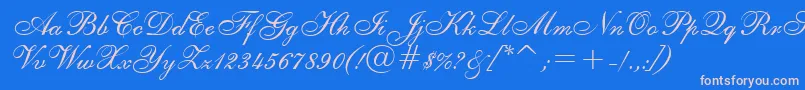 English111VivaceBt-Schriftart – Rosa Schriften auf blauem Hintergrund