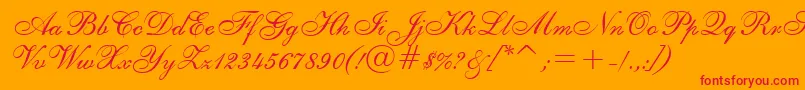 English111VivaceBt-Schriftart – Rote Schriften auf orangefarbenem Hintergrund