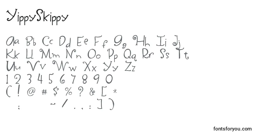 Czcionka YippySkippy – alfabet, cyfry, specjalne znaki