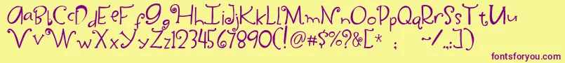 Weitere Informationen zur YippySkippy-Schriftart YippySkippy-Schriftart – Violette Schriften auf gelbem Hintergrund