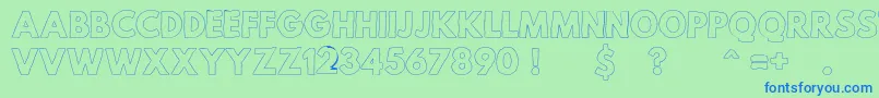 MildLifeOutlinePersonalUse-Schriftart – Blaue Schriften auf grünem Hintergrund
