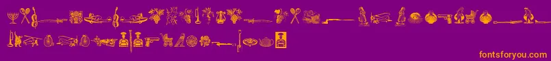 Weitere Informationen zur CornucopiaOfDingbatsSix-Schriftart CornucopiaOfDingbatsSix-Schriftart – Orangefarbene Schriften auf violettem Hintergrund