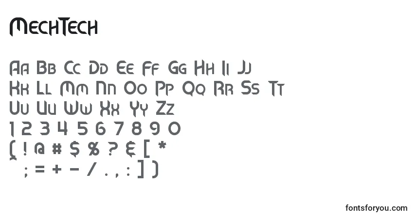 A fonte MechTech (98125) – alfabeto, números, caracteres especiais