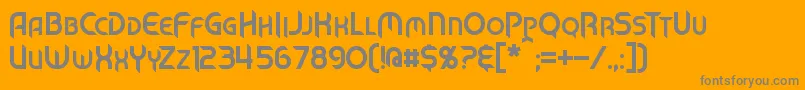 Saiba mais sobre a fonte MechTech Fonte MechTech – fontes cinzas em um fundo laranja