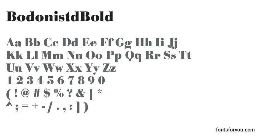 A fonte BodonistdBold – alfabeto, números, caracteres especiais