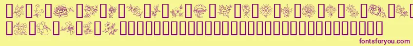 TraditionalFloralDesignIi-fontti – violetit fontit keltaisella taustalla
