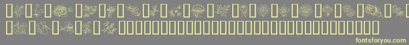 フォントTraditionalFloralDesignIi – 黄色のフォント、灰色の背景