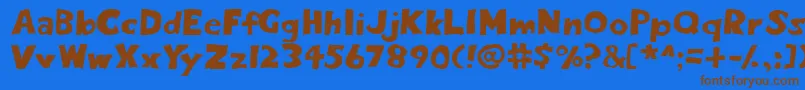 フォントEighty – 茶色の文字が青い背景にあります。