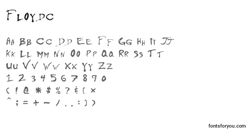 A fonte Floydc – alfabeto, números, caracteres especiais