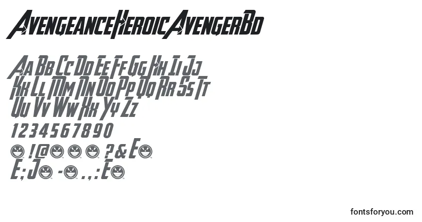 Schriftart AvengeanceHeroicAvengerBd (98130) – Alphabet, Zahlen, spezielle Symbole
