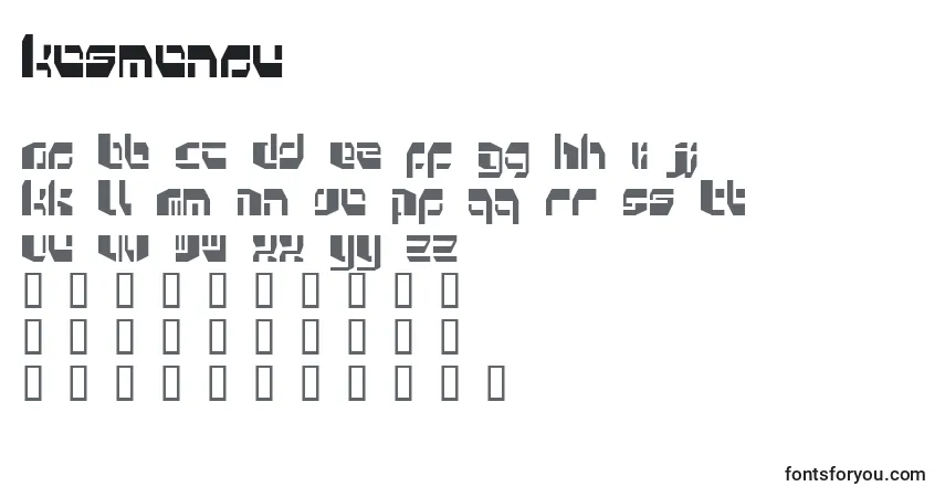 Czcionka Kosmonau – alfabet, cyfry, specjalne znaki