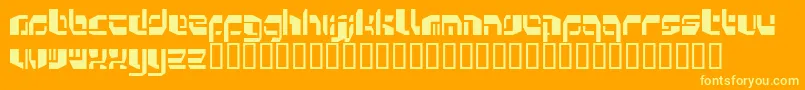 Kosmonau-Schriftart – Gelbe Schriften auf orangefarbenem Hintergrund