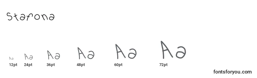 Размеры шрифта Stafona