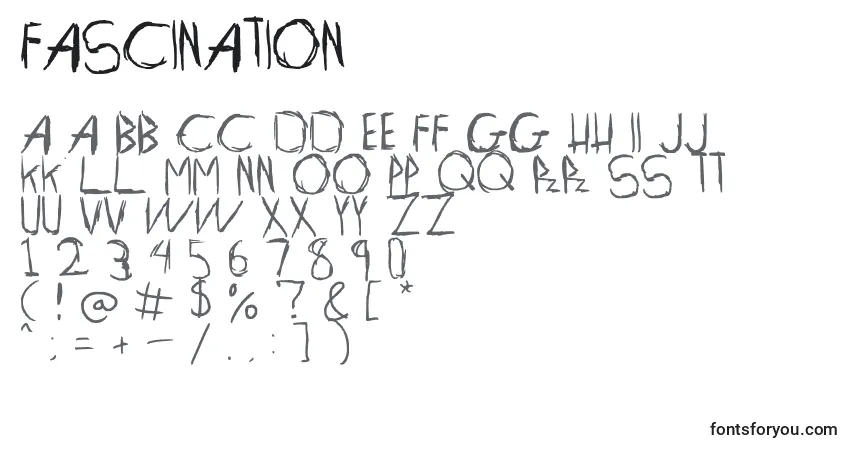Fuente Fascination - alfabeto, números, caracteres especiales