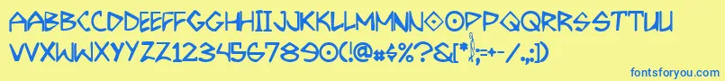 Шрифт GrrrrrrRegular – синие шрифты на жёлтом фоне