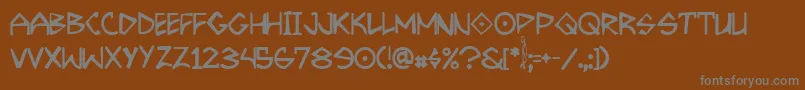 Więcej informacji o czcionce GrrrrrrRegular Czcionka GrrrrrrRegular – szare czcionki na brązowym tle