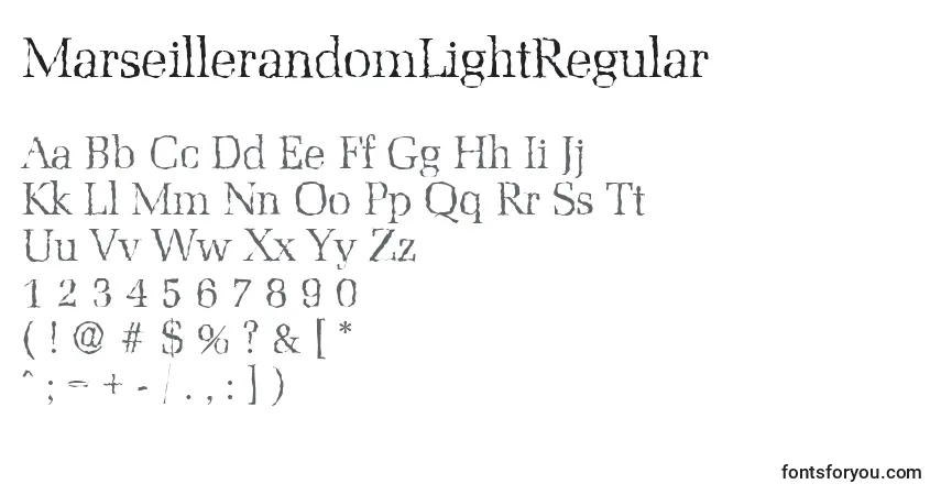 Czcionka MarseillerandomLightRegular – alfabet, cyfry, specjalne znaki