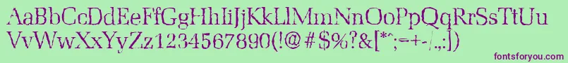 MarseillerandomLightRegular-Schriftart – Violette Schriften auf grünem Hintergrund