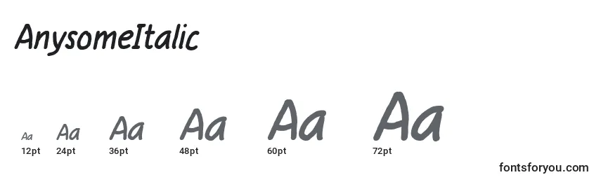 Размеры шрифта AnysomeItalic